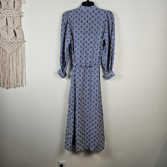 H&M A-line Dress Blue/patterned Size XS baloon Sleeve - Picture 7 of 9